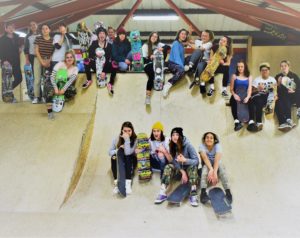 Group of young people at the skate park at Brighton Youth Centre.