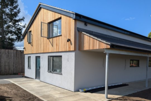 The new Hoveton and Wroxham Sea Scouts HQ. The new Scout building is a two story building, the upper part has exposed timber frame.